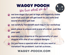 Load image into Gallery viewer, Paw dog tag with minimalist design, personalized pet id tag hand-stamped with 2 phone numbers