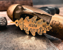 Load image into Gallery viewer, oak leaf dog id tag with forest design