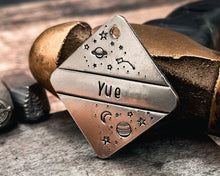 Load image into Gallery viewer, hand-stamped galaxy dog id tag double-sided