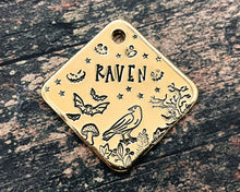 Load image into Gallery viewer, Hallowwen dog tag with raven and bats