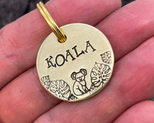 Load image into Gallery viewer, Small dog id tag, hand stamped with koala bear design