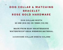 Load image into Gallery viewer, Deluxe mud-proof dog collar and matching bracelet with rose gold fittings - choose your size