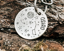 Load image into Gallery viewer, Moon and stars dog tag, large double-sided pet id tag