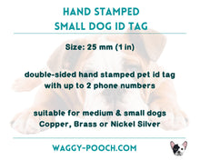 Load image into Gallery viewer, Small dog id tag, hand-stamped with dragon & stars