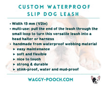 Load image into Gallery viewer, Waterproof slip dog leash 13mm, multi-use convertable dog leash for small dogs - choose your colors & length