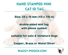 Load image into Gallery viewer, Cute cat name tag with monogram, hand stamped cattle tag pet id tag with flowers