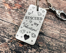 Load image into Gallery viewer, Valentine rescue dog keychain, cute dog lover gift idea