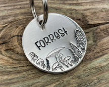 Load image into Gallery viewer, Fall dog id tag with mushrooms and cute gnome
