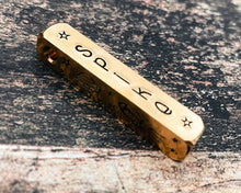 Load image into Gallery viewer, Space dog tag, 4-sided bar dog tag, hand stamped pet id tag with spaceship & stars