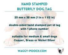 Load image into Gallery viewer, Cute girl dog id tag, butterfly pet id tag with flowers, double-sided dog tag with phone number