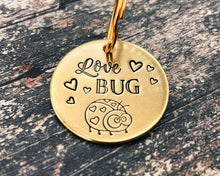 Load image into Gallery viewer, Cute Valentines dog tag, hand stamped pet id tag with up to 2 phone numbers