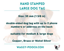 Load image into Gallery viewer, Tree dog id tag with moon and stars, adventure pet id tag, double-sided pet tag with up to 2 phone numbers