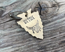 Load image into Gallery viewer, Arrow head dog id tag with longhorn design