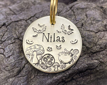 Load image into Gallery viewer, Halloween dog tag with bats