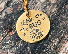 Load image into Gallery viewer, Cute Valentines dog tag, hand stamped pet id tag with up to 2 phone numbers