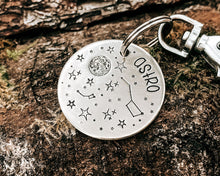 Load image into Gallery viewer, Moon and stars dog tag, large double-sided pet id tag