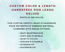 Load image into Gallery viewer, Mud-proof hands-free dog leash, 2 colors & deluxe brass fittings - choose your colors & length