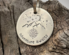 Load image into Gallery viewer, 'Adventure Awaits' keychain, handstamped