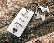 Load image into Gallery viewer, 'Best Dog Mom' keychain, hand stamped pet lover gift
