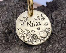 Load image into Gallery viewer, Halloween dog tag with bats