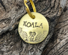 Load image into Gallery viewer, Small dog id tag, hand stamped with koala bear design