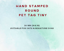 Load image into Gallery viewer, Cat name tag, hand stamped with hearts