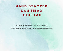 Load image into Gallery viewer, Dog head pet id tag, hand-stamped with flowers