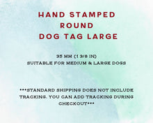Load image into Gallery viewer, Large dog id tag, hand stamped with leaf design