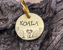 Load image into Gallery viewer, Small dog id tag, hand stamped with koala bear design