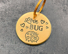 Load image into Gallery viewer, Cute Valentines dog tag, hand stamped pet id tag with up to 2 phone numbers