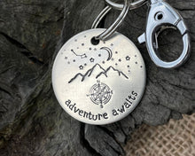 Load image into Gallery viewer, 'Adventure Awaits' keychain, handstamped