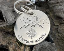 Load image into Gallery viewer, 'Adventure Awaits' keychain, handstamped