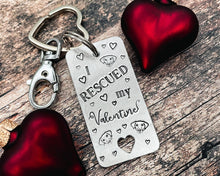 Load image into Gallery viewer, Valentine rescue dog keychain, cute dog lover gift idea