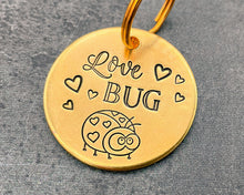 Load image into Gallery viewer, Cute Valentines dog tag, hand stamped pet id tag with up to 2 phone numbers