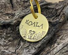 Load image into Gallery viewer, Small dog id tag, hand stamped with koala bear design
