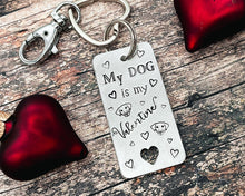 Load image into Gallery viewer, Valentine dog keychain, cute dog lover gift idea