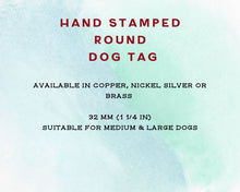 Load image into Gallery viewer, Hand stamped dog id tag with mushrooms and spooky pumpkins
