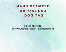 Load image into Gallery viewer, Arrow head dog id tag with wolfhead design