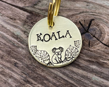 Load image into Gallery viewer, Small dog id tag, hand stamped with koala bear design