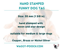 Load image into Gallery viewer, Moon and stars dog tag, large double-sided pet id tag