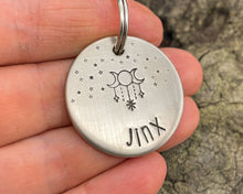 Load image into Gallery viewer, Dog id tag, hand stamped with magic moon & star design