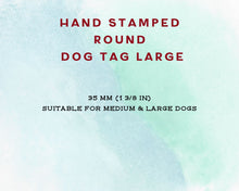 Load image into Gallery viewer, Fall dog tag, hand stamped with mushrooms, leaves and pine cone