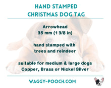 Load image into Gallery viewer, Christmas arrow head dog tag with reindeer and trees