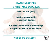 Load image into Gallery viewer, Christmas dog tag, small pet tag with snowman and trees
