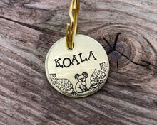 Load image into Gallery viewer, Small dog id tag, hand stamped with koala bear design
