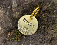 Load image into Gallery viewer, Small dog id tag, hand stamped with koala bear design