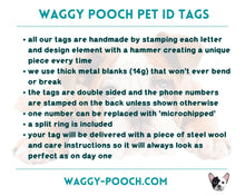 Load image into Gallery viewer, Mermaid dog id tag with cute ocean design, girl pet id tag, double-sided pet tag with up to 2 phone numbers