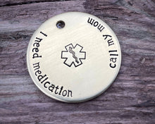 Load image into Gallery viewer, Medical alert dog id tag, hand stamped