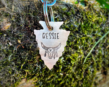 Load image into Gallery viewer, Arrow head dog id tag with longhorn design