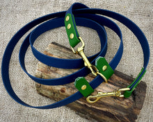 Load image into Gallery viewer, Mud-proof hands-free dog leash, 2 colors & deluxe brass fittings - choose your colors & length